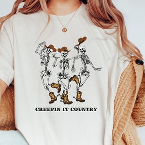 Western Halloween shirt, funny skeletons dancing, country halloween skeletons, Country halloween shirt, trendy Halloween tshirt,