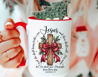 Religious Gifts Christian Mug, Personalized Christmas Mug for Christians, Jesus mug, Christianity Gift, Religious Christmas Cup, Faith Mug
