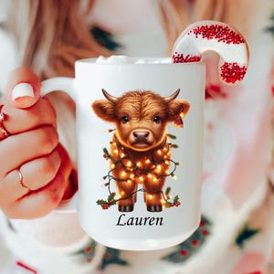 Highland Cow Gifts Cow Mug Christmas Cow Mug,  Personalized Christmas mug Gift, Cow Christmas Gift, Cow Gift For Her, Gift for Cow Lovers,