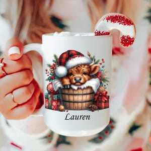 Highland Cow Gifts Cow Mug Christmas Cow Mug,  Personalized Christmas mug Gift, Cow Christmas Gift, Cow Gift For Her, Gift for Cow Lovers