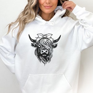 Cow Hoodie Highland Cow Hoodie, Country Hoodie, Western Hoodie, Highland Cow Sweatshirt, Highland Cow Sweatshirts for Women, Cow Gifts