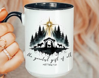 Religious Gifts Christian Mug, Personalized Christmas Mug for Christians, Jesus mug, Christianity Gift, Religious Christmas Cup, Faith Mug