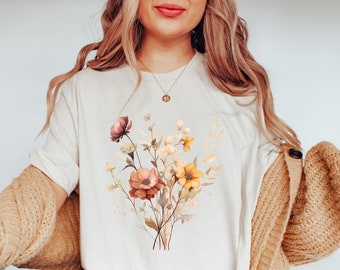 Vintage Pressed Wildflower Shirt, Cottagecore Flowers Shirt, Boho Wildflower t-shirt, Floral Nature shirt, Vintage Floral Shirt, Wildflowers