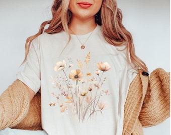 Vintage Pressed Wildflower Shirt, Cottagecore Flowers Shirt, Boho Wildflower t-shirt, Floral Nature shirt, Vintage Floral Shirt, Wildflowers