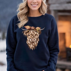 Cow Sweatshirt Highland Cow Sweatshirt, Highland cow Shirt, Heifer Sweatshirt, Gift for Cow Lovers, Cow Gift for her, Western Sweatshirt