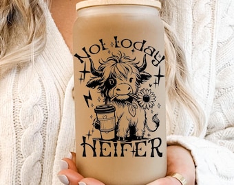 Highland Cow Glass Cup Iced Coffee Cup Cow Coffee Cup, Ice coffee cup, Cow glass cup Highland cow tumbler Cow Mothers day gift, Cow Gifts