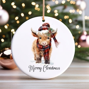 Cow Ornament, Cow Christmas Ornament, Highland Cow Ornament, Farmhouse Christmas Ornaments, Highland cow Christmas tree Ornament