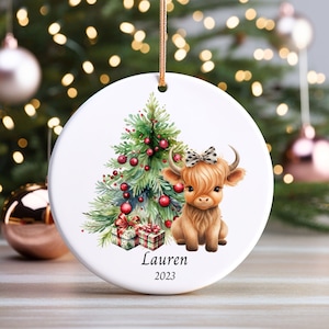 Cow Ornament Personalized Cow ornament, Highland Cow Christmas Ornament, Farmhouse ornament, Highland Cow Ornament, Custom cow ornament