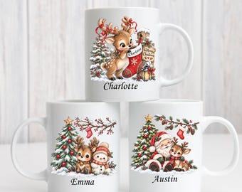 Personalized Hot Chocolate Mug for Kids Christmas Mug with Names, Kids Cocoa Mug, Custom Christmas Mug for Kids, Cute Holiday Mug, Mug Gifts