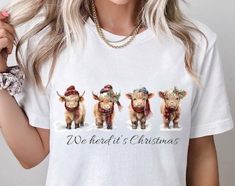 Highland cow Christmas Shirt, Cow Christmas Shirt, Cow Gifts for Her, Christmas Highland Cow Shirt, Cute cow Shirt, Womens Cow Shirt