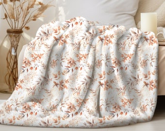 Fall Throw Blanket, Leaf Blanket, Fall Blanket Throws, Cottagecore Decor,  Farmhouse Blanket, Autumn Blanket, Neutral Throw Blanket