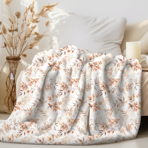 Fall Throw Blanket, Leaf Blanket, Fall Blanket Throws, Cottagecore Decor,  Farmhouse Blanket, Autumn Blanket, Neutral Throw Blanket