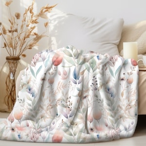 Flower Couch Throw Blanket, Boho wildflower throw blanket, Wildflowers blanket, Bed blanket, Gift for mom, Spring decor, floral throw