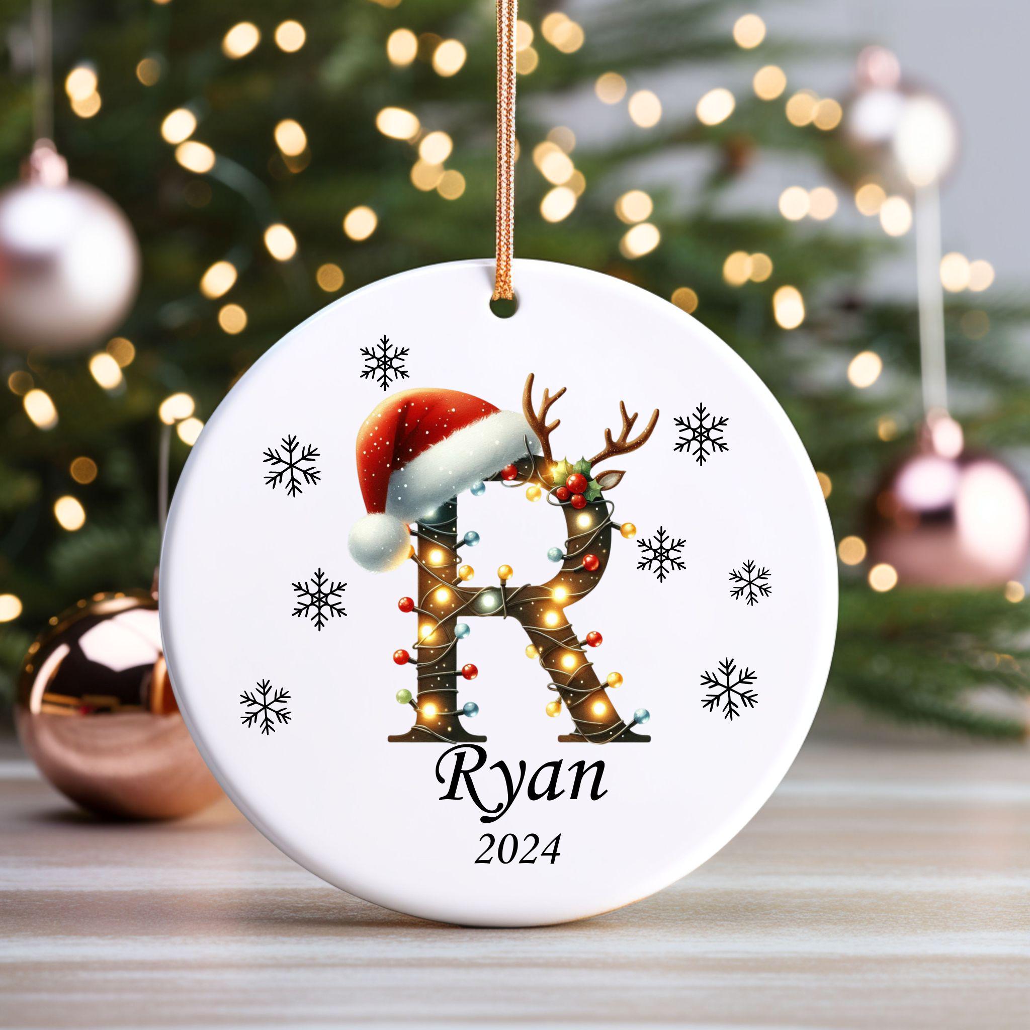Personalized Letter Name Ornament, Monogram Ornament 2024 Family Ornament, Custom Initial Ornament, Christmas Gift, Family Ornament Keepsake