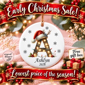Personalized initial ornament, Custom Letter ornament, Personalized Christmas ornament 2025, Personalized Letter ornament, Family Ornament