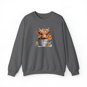 Cow Sweatshirt Highland Cow sweatshirt, Western Sweatshirt, Highland Cow Christmas Gift, Cow Sweatshirts for women, Highland cow Sweater image 8