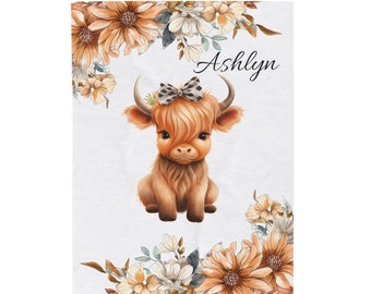 Highland Cow Nursery, Couverture de vache Highland, Cadeau de douche de bébé Highland Cow, Décor de pépinière de vache, Bébé vache Highland, Couverture de vache personnalisée