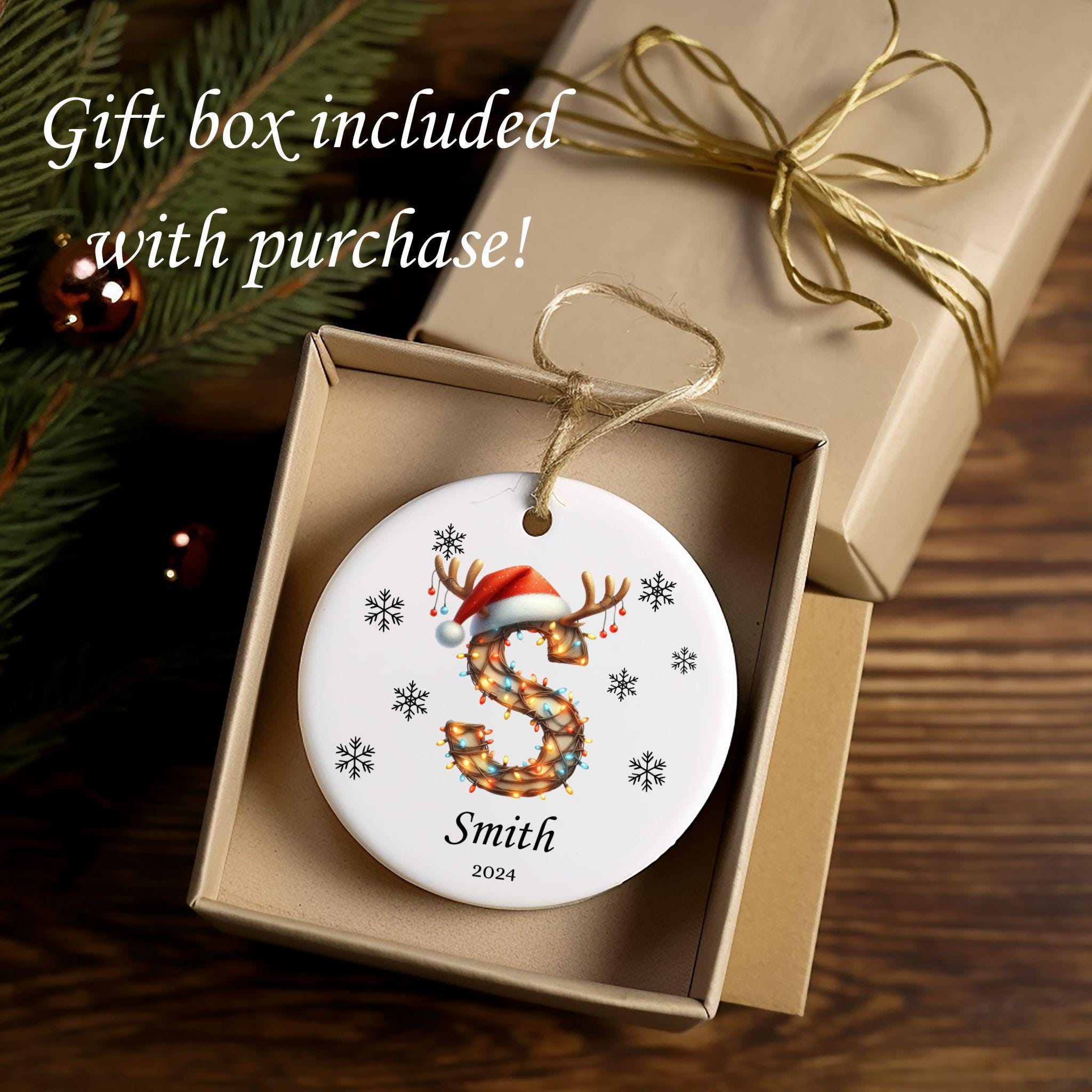 Personalized Letter Name Ornament, Monogram Ornament 2024 Family Ornament, Custom Initial Ornament, Christmas Gift, Family Ornament Keepsake