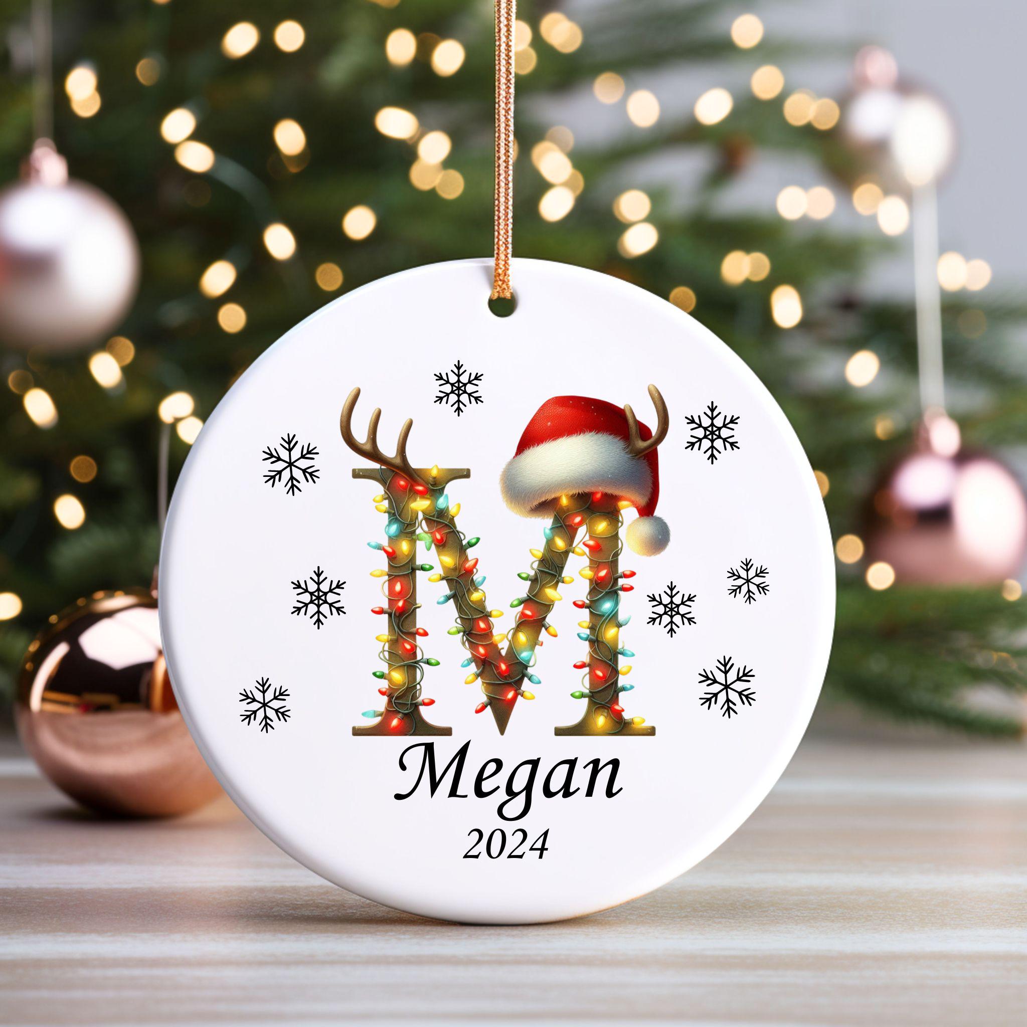 Personalized Letter Name Ornament, Monogram Ornament 2024 Family Ornament, Custom Initial Ornament, Christmas Gift, Family Ornament Keepsake