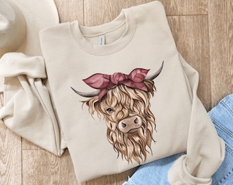 Cow Sweatshirt Highland Cow Sweatshirt, Highland cow Shirt, Heifer Sweatshirt, Gift for Cow Lovers, Cow Gift for her, Western Sweatshirt