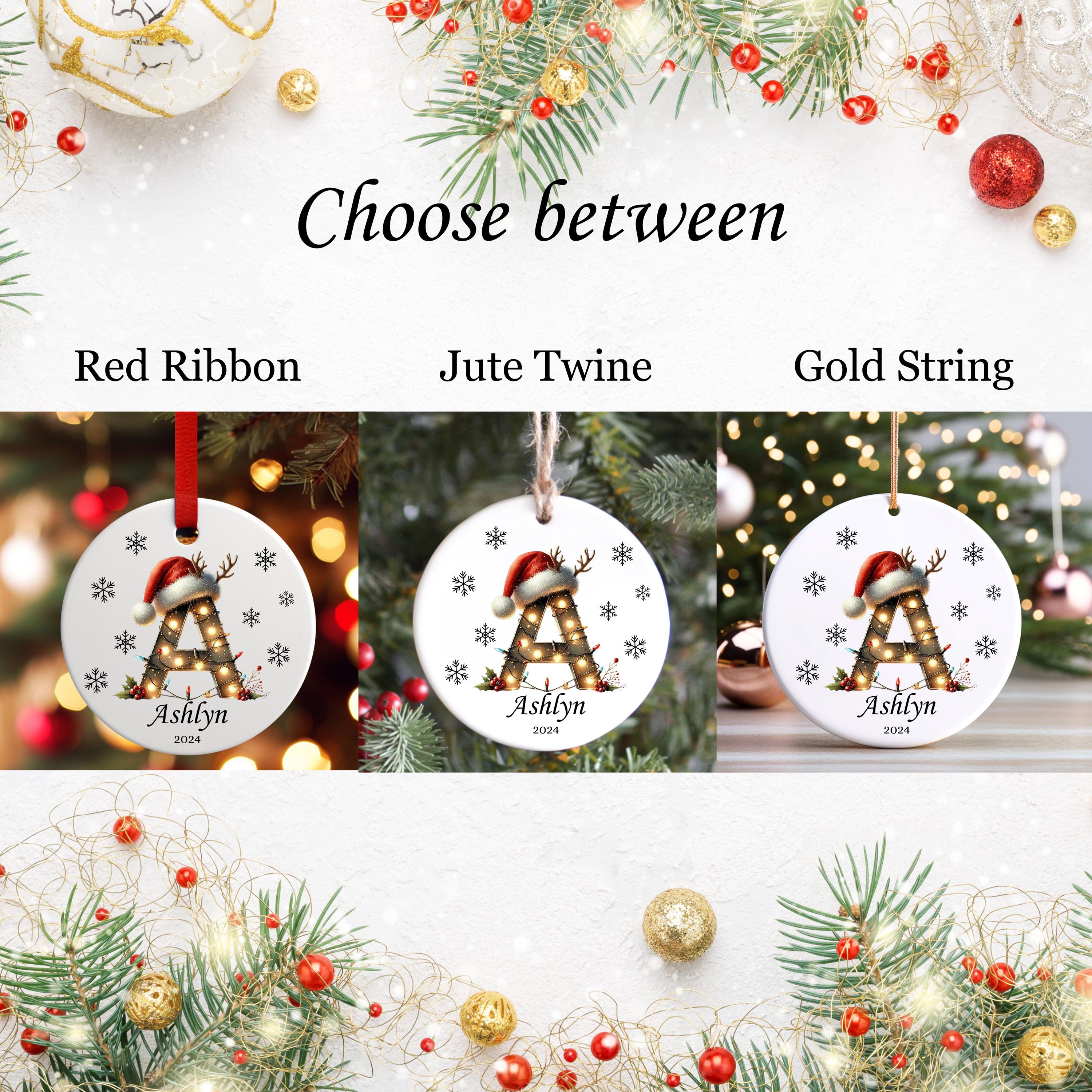 Personalized Letter Name Ornament, Monogram Ornament 2024 Family Ornament, Custom Initial Ornament, Christmas Gift, Family Ornament Keepsake