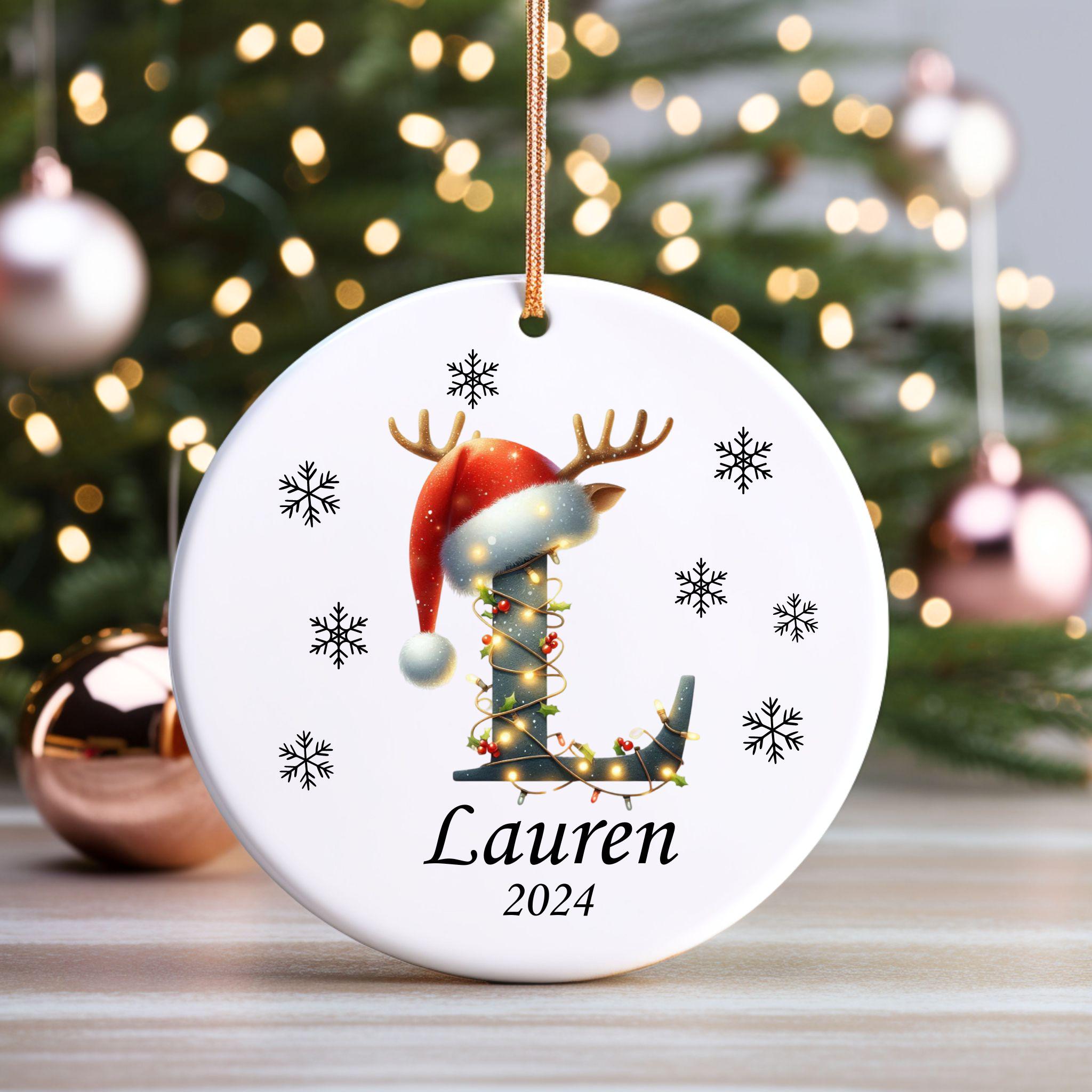 Personalized Letter Name Ornament, Monogram Ornament 2024 Family Ornament, Custom Initial Ornament, Christmas Gift, Family Ornament Keepsake