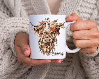 Cow Mug Highland Cow Mug, Personalized Cow Cup Cow Coffee mug, Cow gift for cow lovers, Highlandcow cow giftTrendy cow, Highland cow gifted