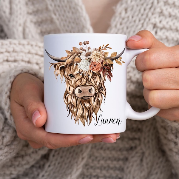 Cow Mug Highland Cow Mug, Personalized Cow Cup Cow Coffee mug, Cow gift for cow lovers, Highlandcow cow giftTrendy cow, Highland cow gifted