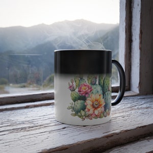 Cactus mug, Watercolor Cactus mug, Gift for Cactus Lover, Cactus Coffee cup, Cactus gifts for her, Color Morphing Mug, Cactus Christmas gift