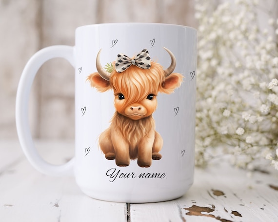 34HD Cute Baby Highland Cow Tumbler With Handle And Straw, 40oz Vacuum Insulated Heifer Coffee Mug, Highland Cow Gifts For Girls, Women On Birhday, Mothers Day, Christmas