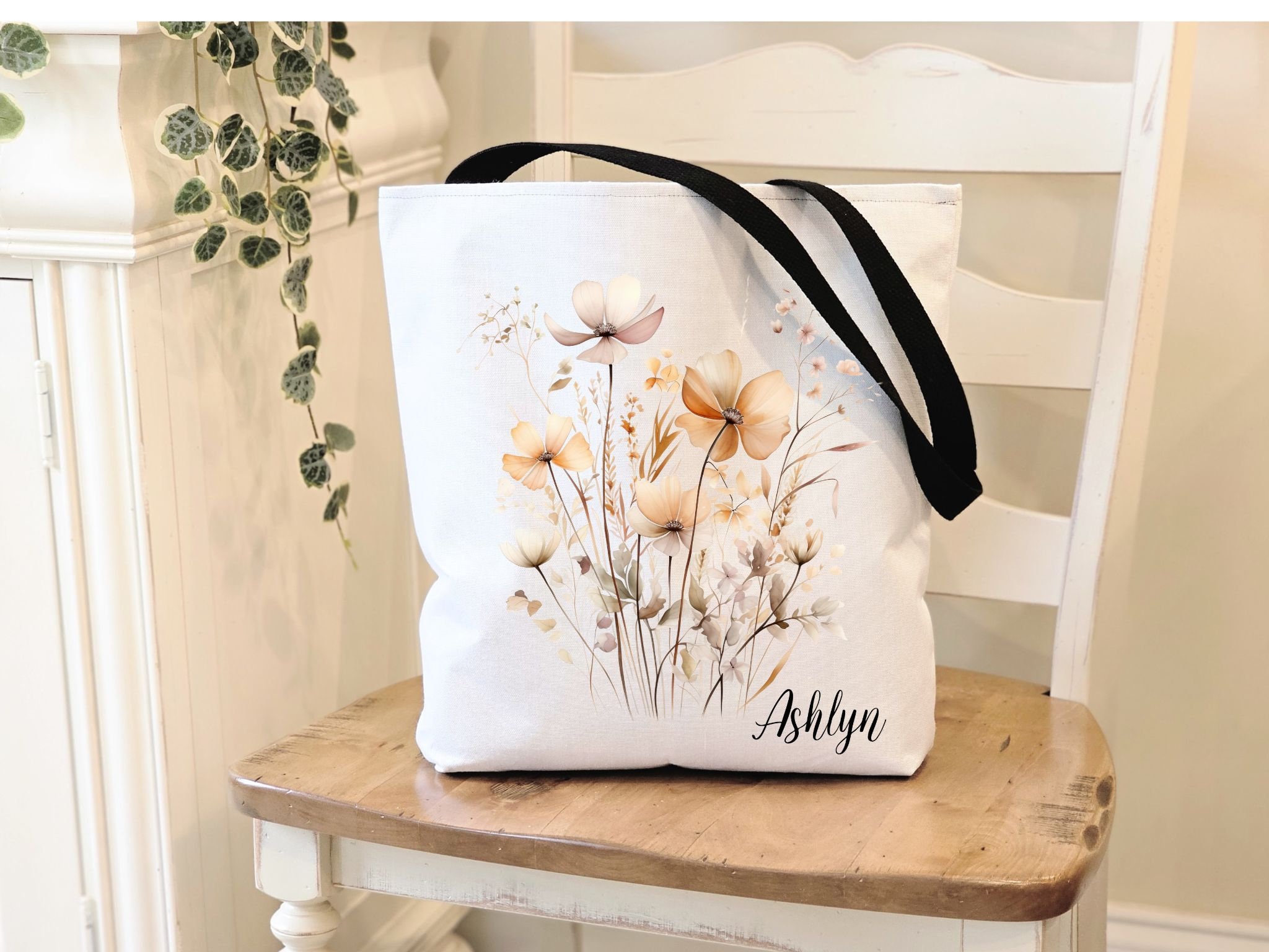 Flower Tote Bag - Wildflower, Floral, Canvas Tote Bag with Zipper, Lar –  McKinney Printing Company, LLC
