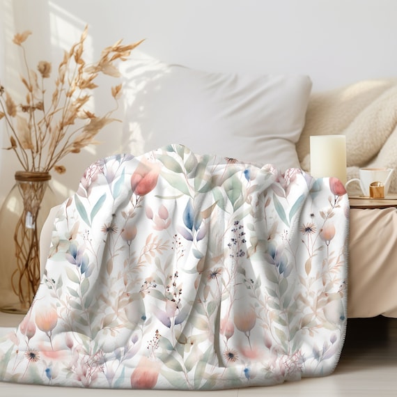 Flower Couch Throw Blanket Boho Wildflower Throw Blanket Wildflowers Blanket Bed Blanket Gift for Mom Spring Decor Floral Throw Etsy
