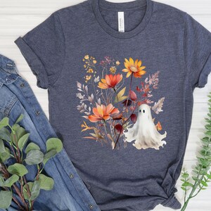 Vintage cottagecore shirt, goblincore shirt, vintage Halloween, Boho wildflower shirt, vintage ghost, Botanical autumn wildflower shirt