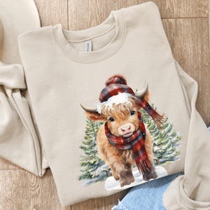 Cow Christmas Sweatshirt Highland Cow Christmas Sweatshirt, Cow gifts, Cow gift for her, Holiday Sweatshirt, Cow Christmas sweaters