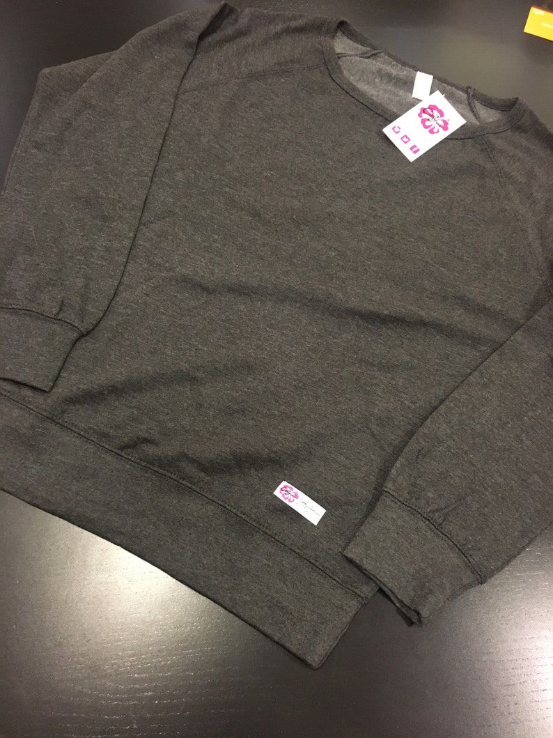 California style charcoal crew neck pullover sweatshirt USA Made