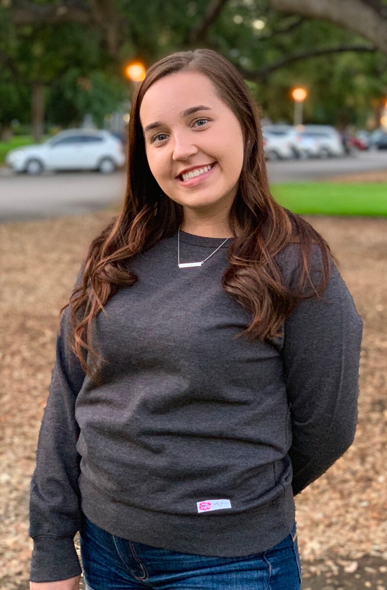 California style charcoal crew neck pullover sweatshirt USA Made