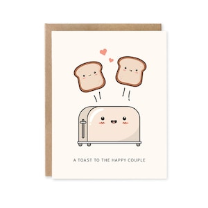 A Toast to the Happy Couple // wedding card engagement card congratulations newlyweds anniversary punny greeting card afbeelding 1