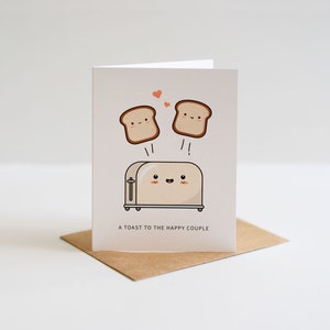 A Toast to the Happy Couple // wedding card engagement card congratulations newlyweds anniversary punny greeting card afbeelding 2