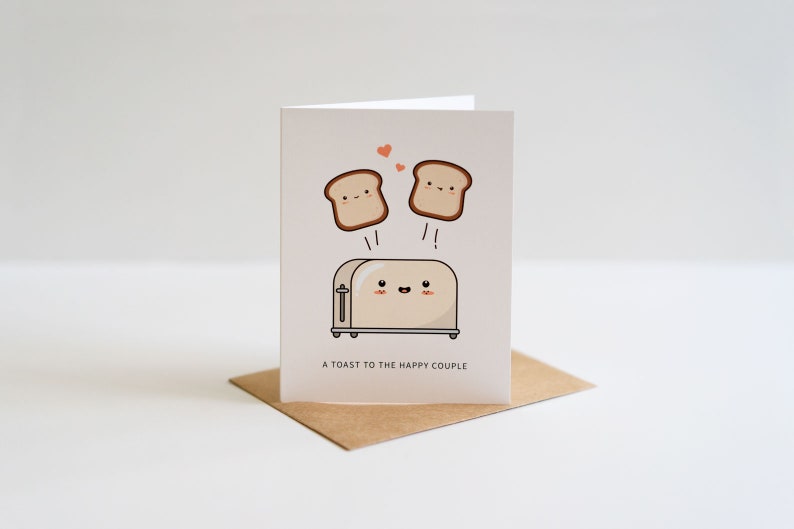 A Toast to the Happy Couple // wedding card engagement card congratulations newlyweds anniversary punny greeting card afbeelding 2