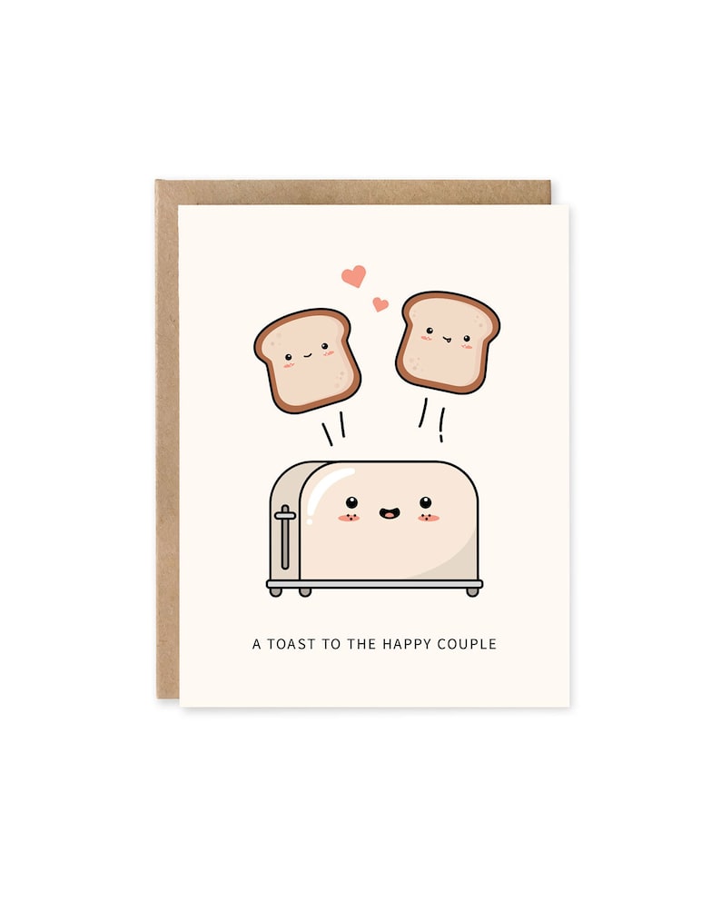 A Toast to the Happy Couple // wedding card engagement card congratulations newlyweds anniversary punny greeting card afbeelding 1