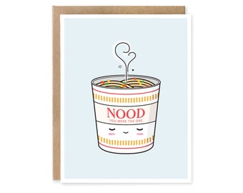 Nood You Were The One // carte d’amour mignonne - carte d’anniversaire - carte de mariage - carte de Saint-Valentin - ramen - jeu de mots sur la nourriture asiatique