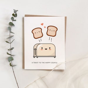 A Toast to the Happy Couple // wedding card engagement card congratulations newlyweds anniversary punny greeting card afbeelding 3