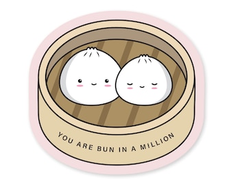 Bun In A Million // vinyl sticker - waterproof sticker - laptop journaling water bottle stickers - asian sticker - bao - xlb - dumpling