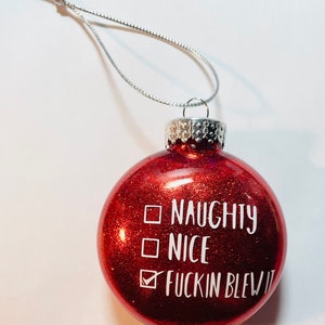 Vulgar ornament, funny Christmas ornament, adult humor ornament, Glitter ornament, handmade funny ornament.