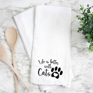 Cat kitchen towel, cat handmade towel,  Cat towel, cat home gift, Cat kitchen towel. Cat gift handmade,