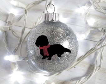 Dachshund ornament, Doxie ornament, dachshund Christmas ornament, glitter dachshund ornament, Glitter ornament, dog ornament.