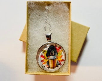 dachshund lover gift, Doxie Necklace, fall dachshund necklace, dachshund necklace, dachshund jewelry, dachshund gift,