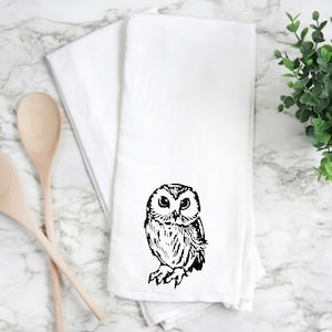 Modern 100% Cotton Kitchen Hand/Tea Towels. Dog, Cat, Birds, Owl