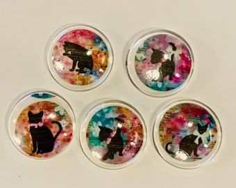 Cat magnets, glass magnets, cat gift, cat decor, Cat magnet, cat magnets, set of cat magnets, cat gift, cat decoration, handmade cat gift,