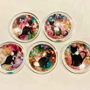 Cat magnets, glass magnets, cat gift, cat decor, Cat magnet, cat magnets, set of cat magnets, cat gift, cat decoration, handmade cat gift,